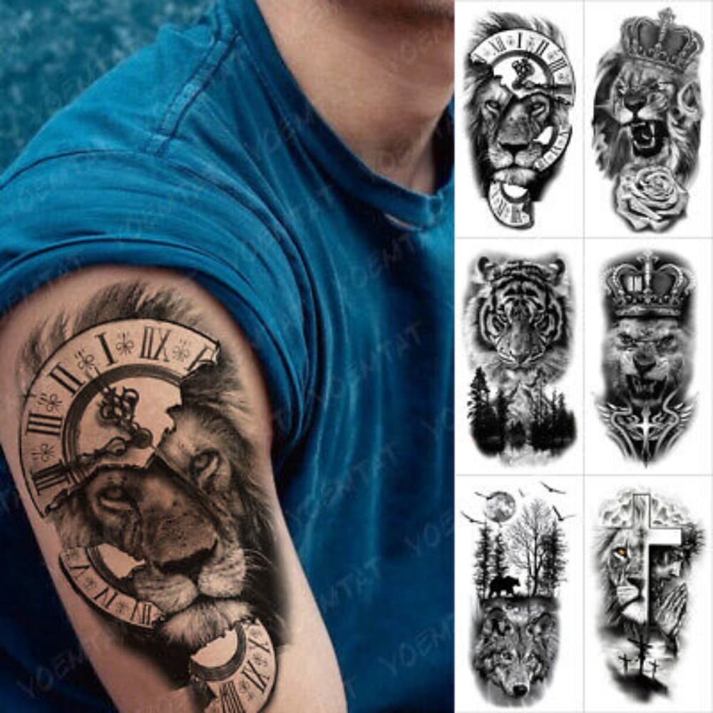 1 Lion Temporary Tattoo Unisex - Thumbnail 11