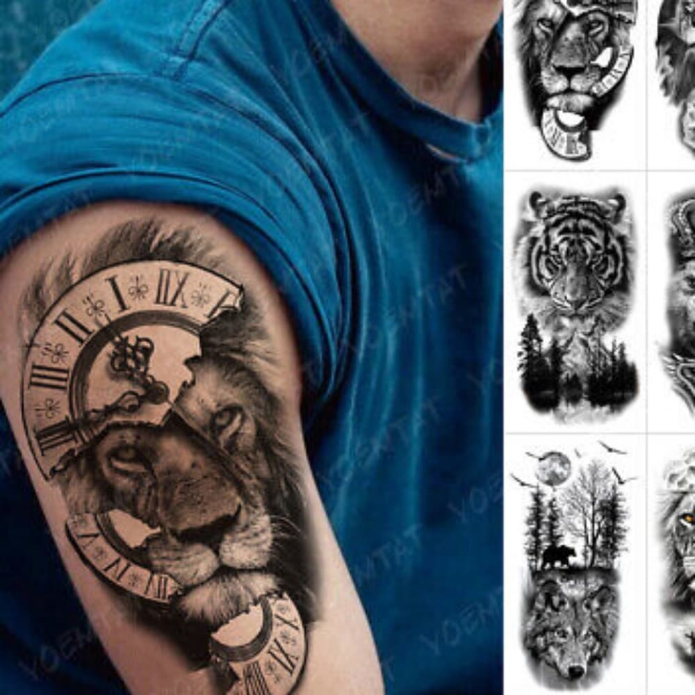 Lion Temporary Tattoo Waterproof - Thumbnail 4