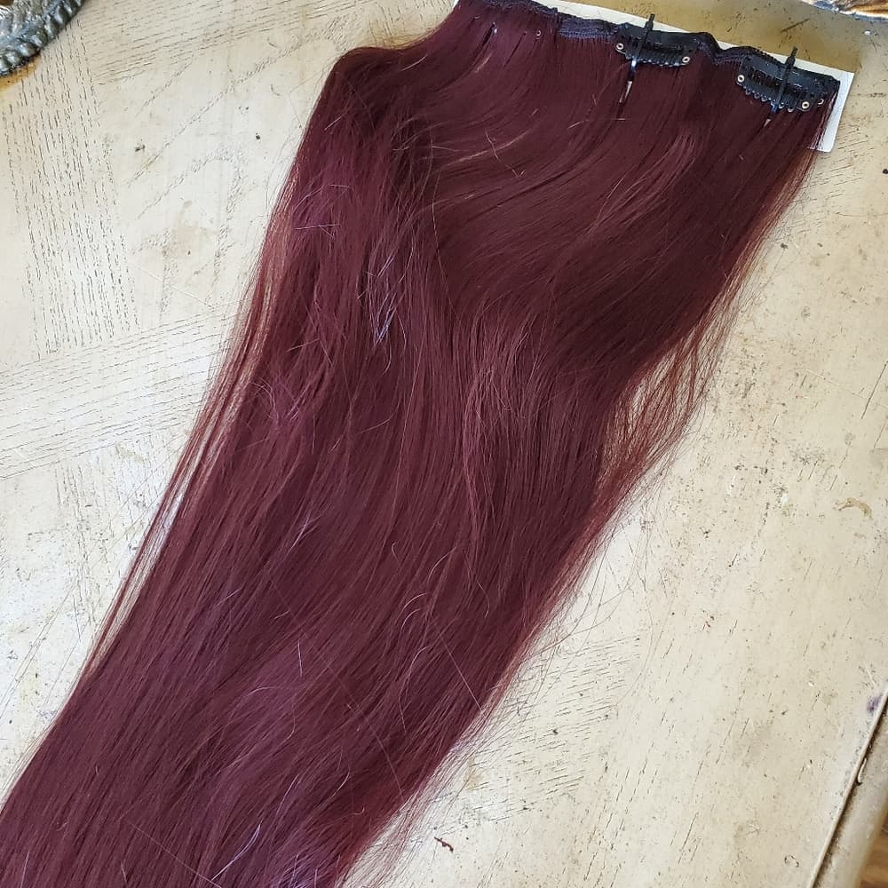 Dark Wine Red Full Head Clip in Extension - Thumbnail 10