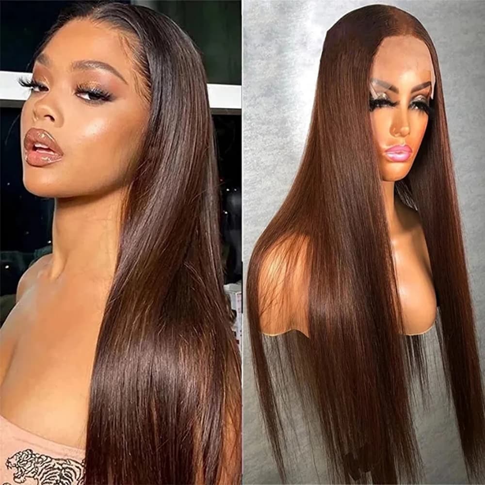 Dark Brown Human Hair Wig - Thumbnail 4