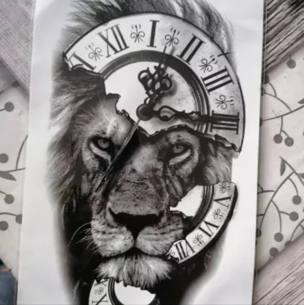 1 Lion Temporary Tattoo Unisex - Thumbnail 6