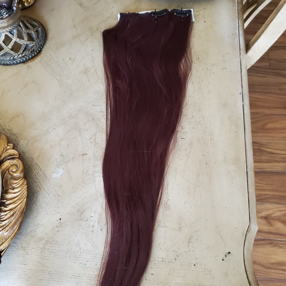 Dark Wine Red Full Head Clip in Extension - Thumbnail 4