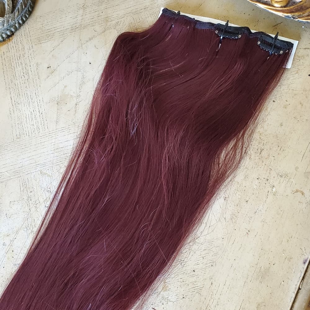 Dark Wine Red Full Head Clip in Extension