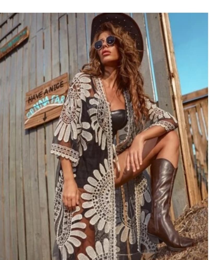 Beautiful Sheer Embroidered Kimono - Thumbnail 8