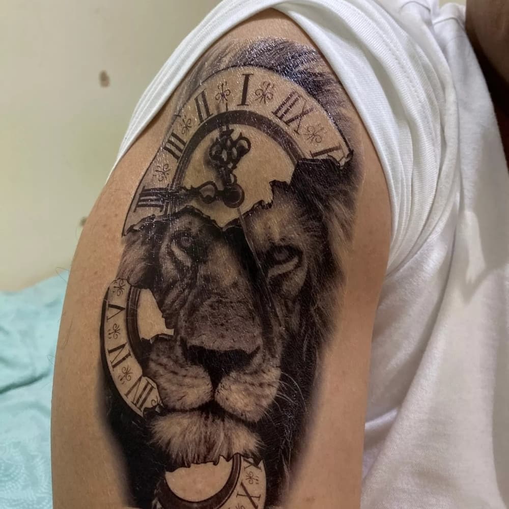 1 Lion Temporary Tattoo Unisex - Thumbnail 2
