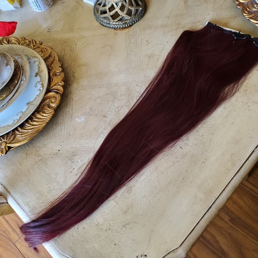 Dark Wine Red Full Head Clip in Extension - Thumbnail 11