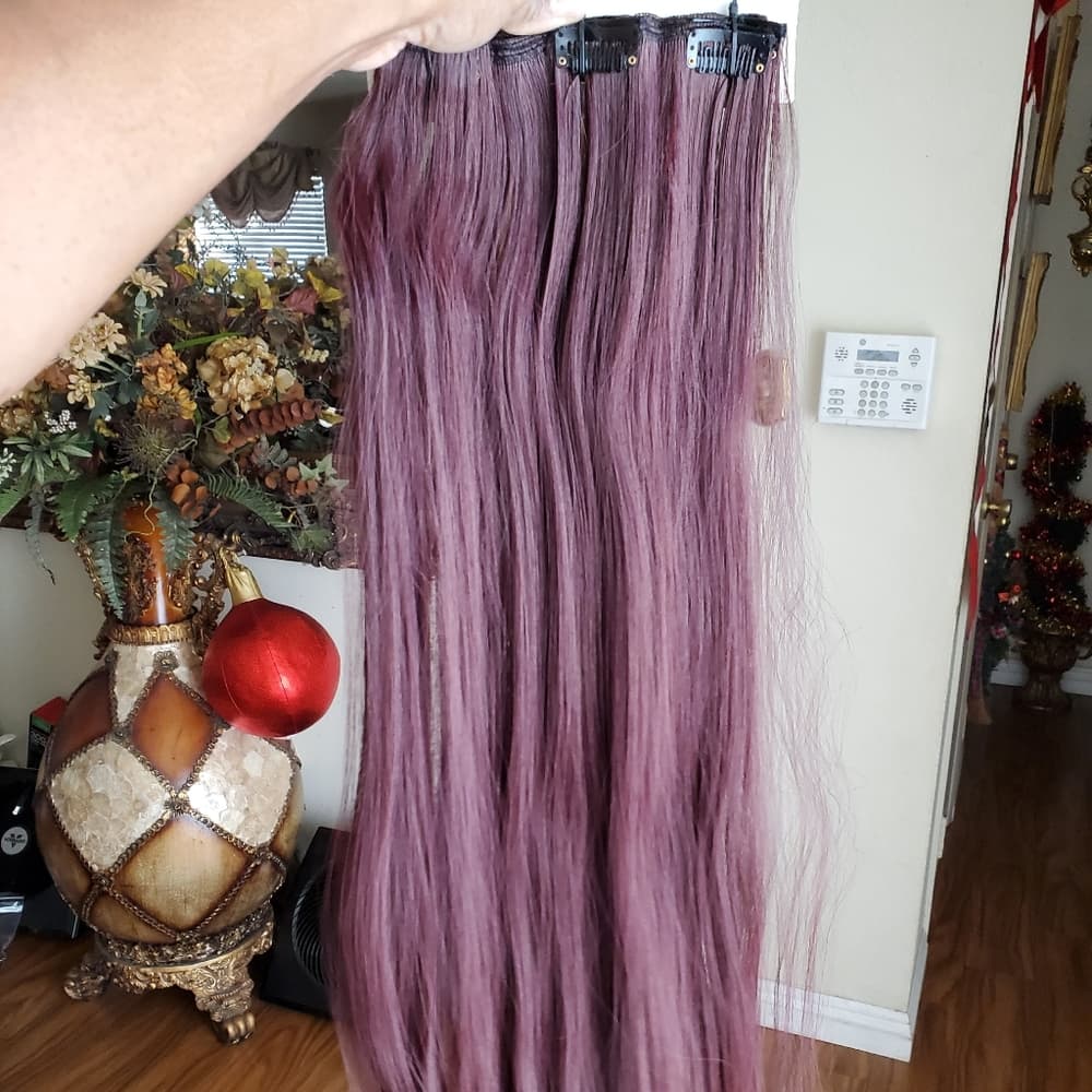 Dark Wine Red Full Head Clip in Extension - Thumbnail 3