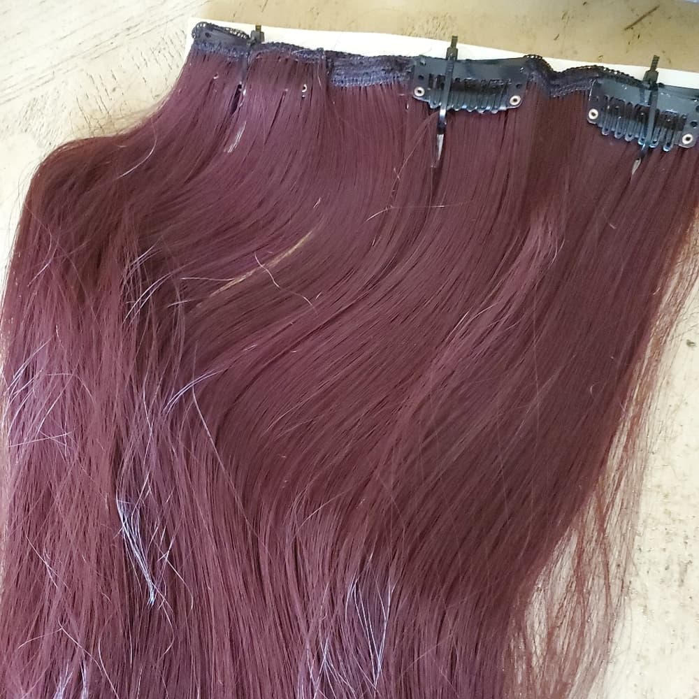 Dark Wine Red Full Head Clip in Extension - Thumbnail 7