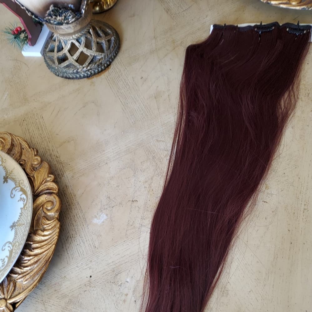Dark Wine Red Full Head Clip in Extension - Thumbnail 12