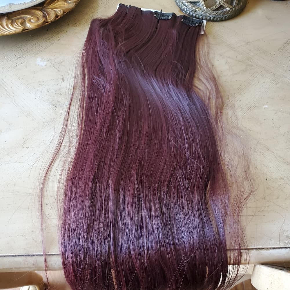 Dark Wine Red Full Head Clip in Extension - Thumbnail 2
