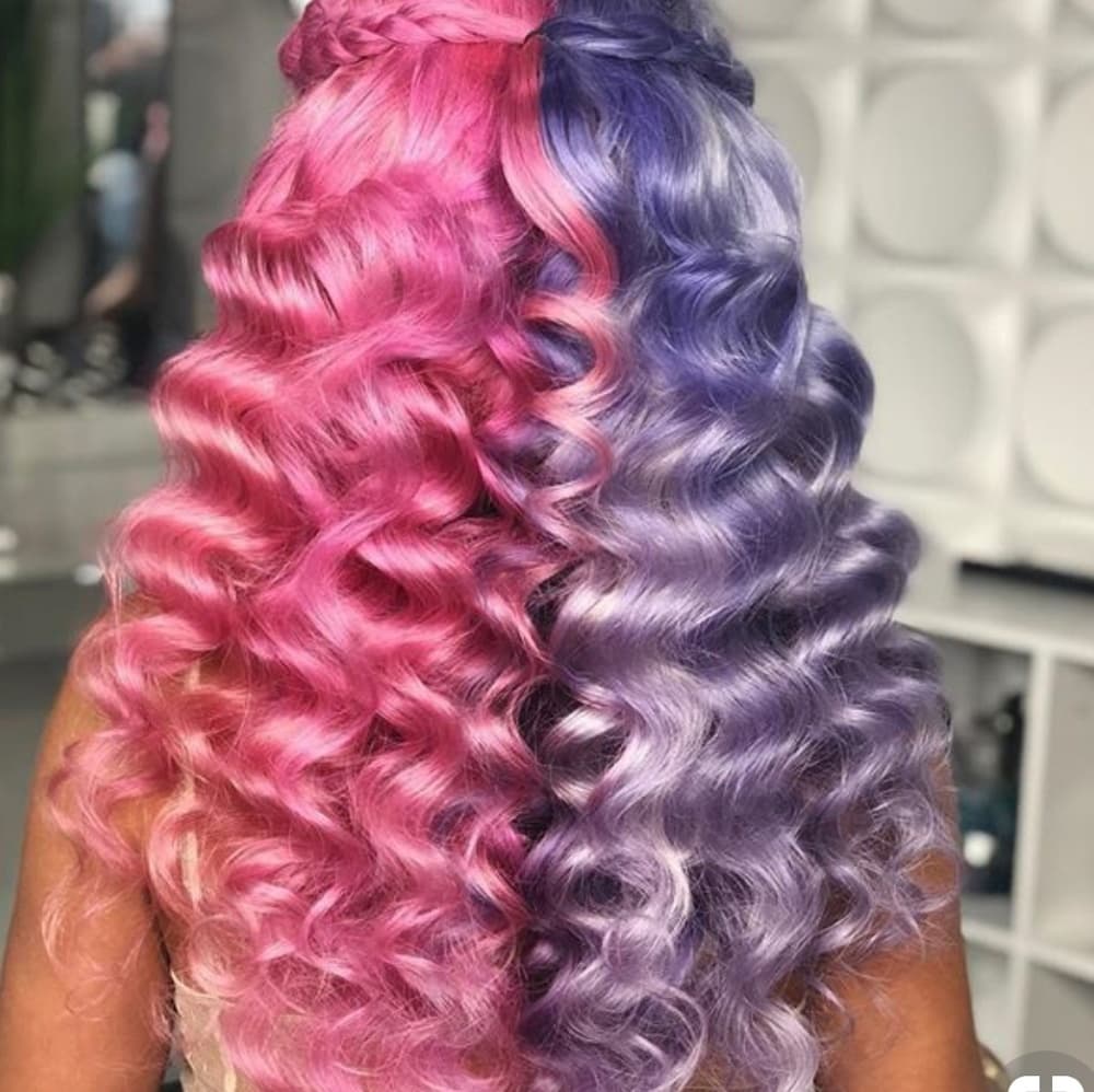 Pink Purple Wavy Lace Front Wig