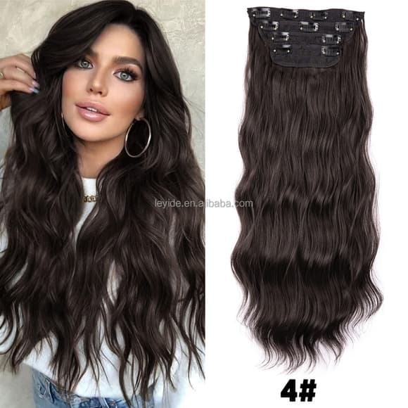 Beautiful Dark Brown Full Head Clip in Extension 20-22 inches - Thumbnail 2
