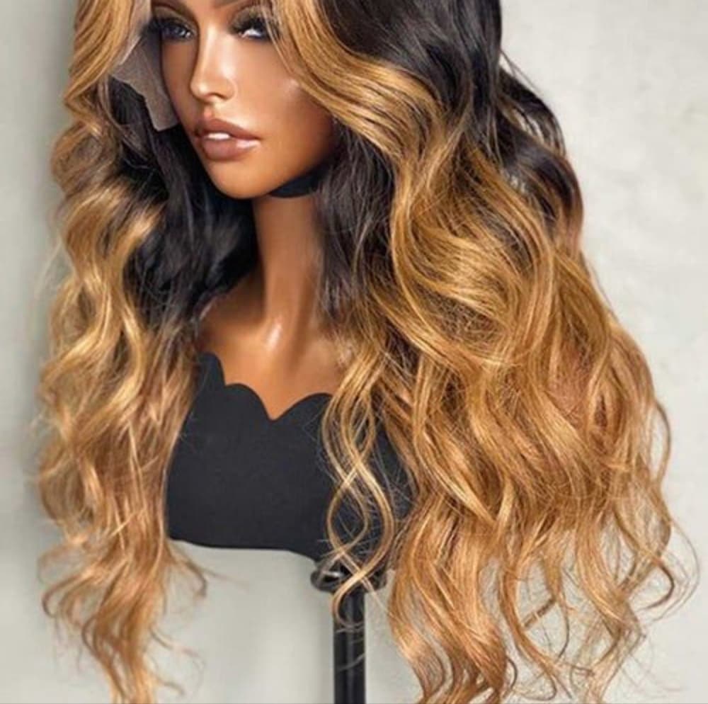 Pre-Plucked Brown Blonde Human Hair Lace Wig!! - Thumbnail 3