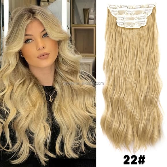 Beautiful Dark BlondeFull Head Clip in Extension 20-22 inches - Thumbnail 2