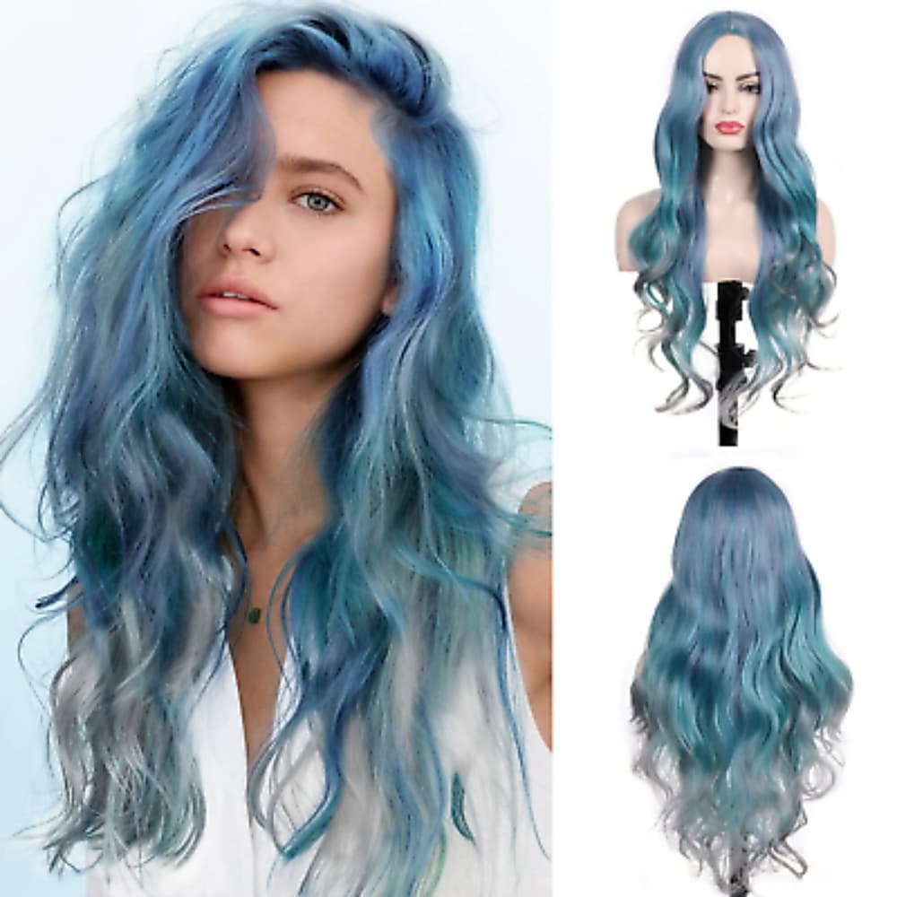Blue Gray Beauty Full Wig