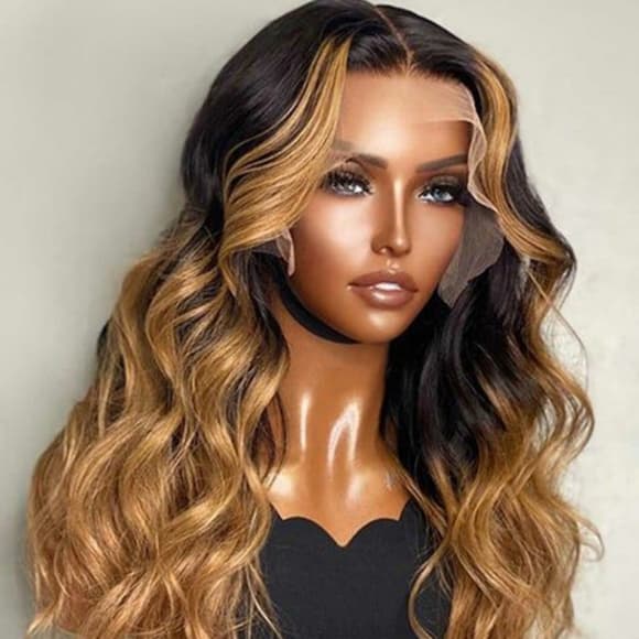 Pre-Plucked Brown Blonde Human Hair Lace Wig!! - Thumbnail 5