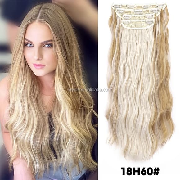 Beautiful Blonde Full Head Clip in Extension 20-22 inches - Thumbnail 2