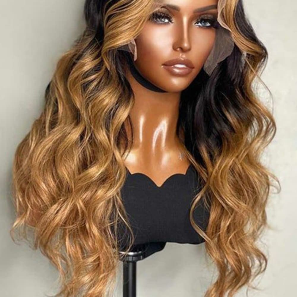 Pre-Plucked Brown Blonde Human Hair Lace Wig!!