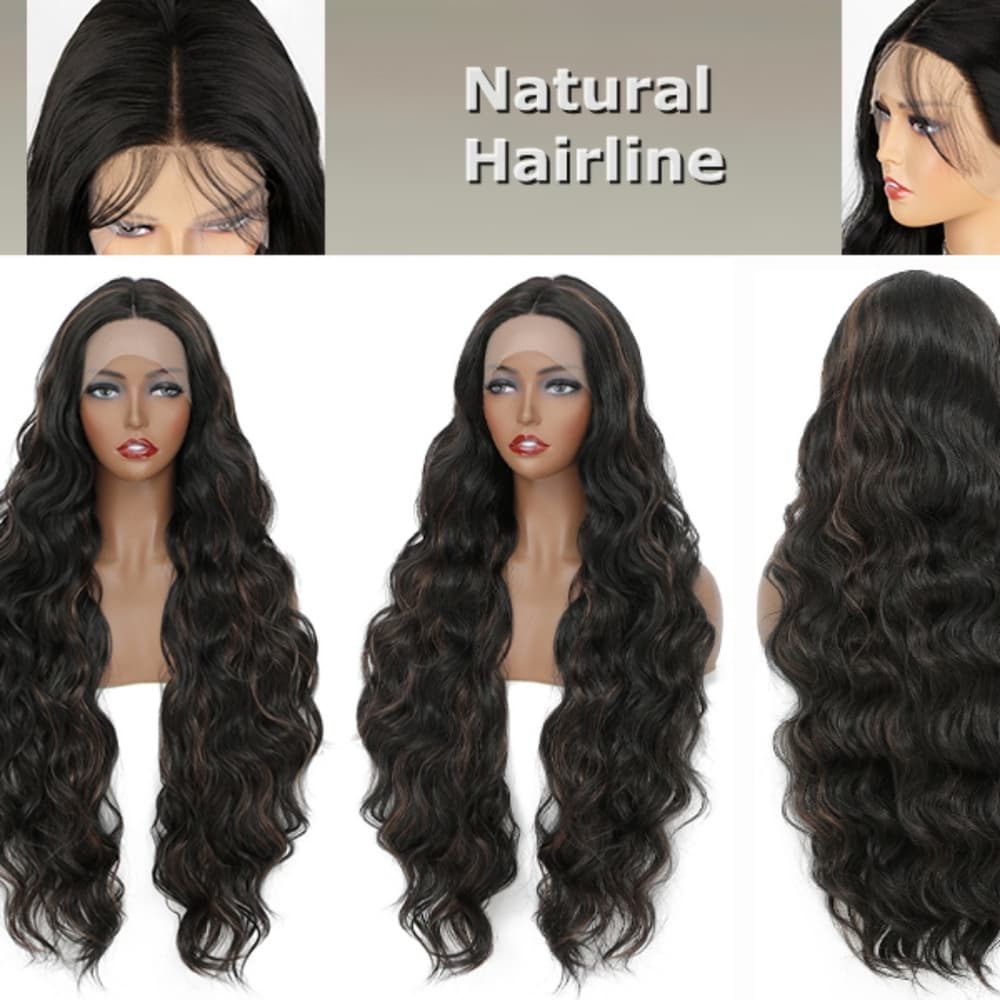 Dark Brown with Highlites LaceFront Wig 32-34 inches!! - Thumbnail 2