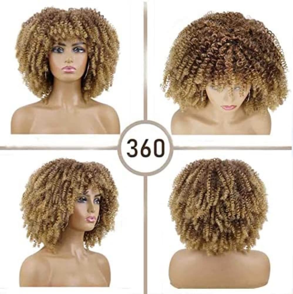 Big Brown Blonde Curly Beauty Full Wig - Thumbnail 3