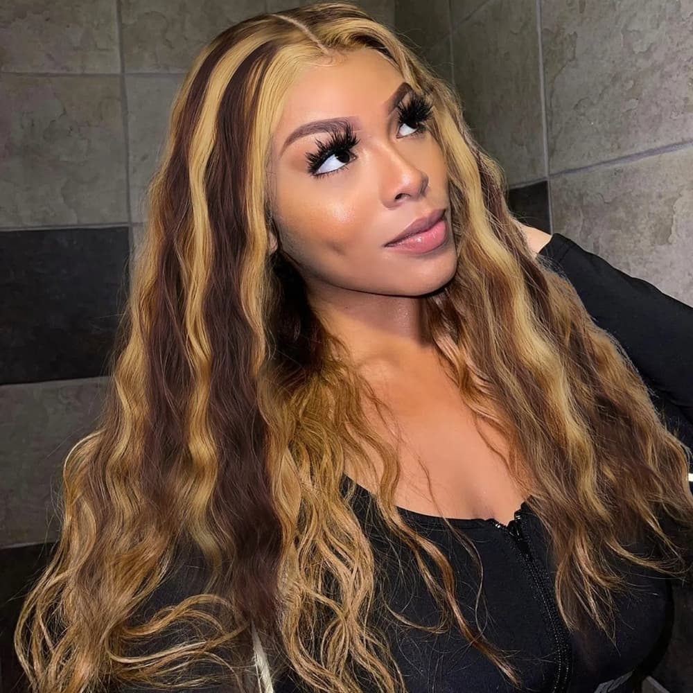 Blonde Brown Beauty Full Wig with Lace Piece