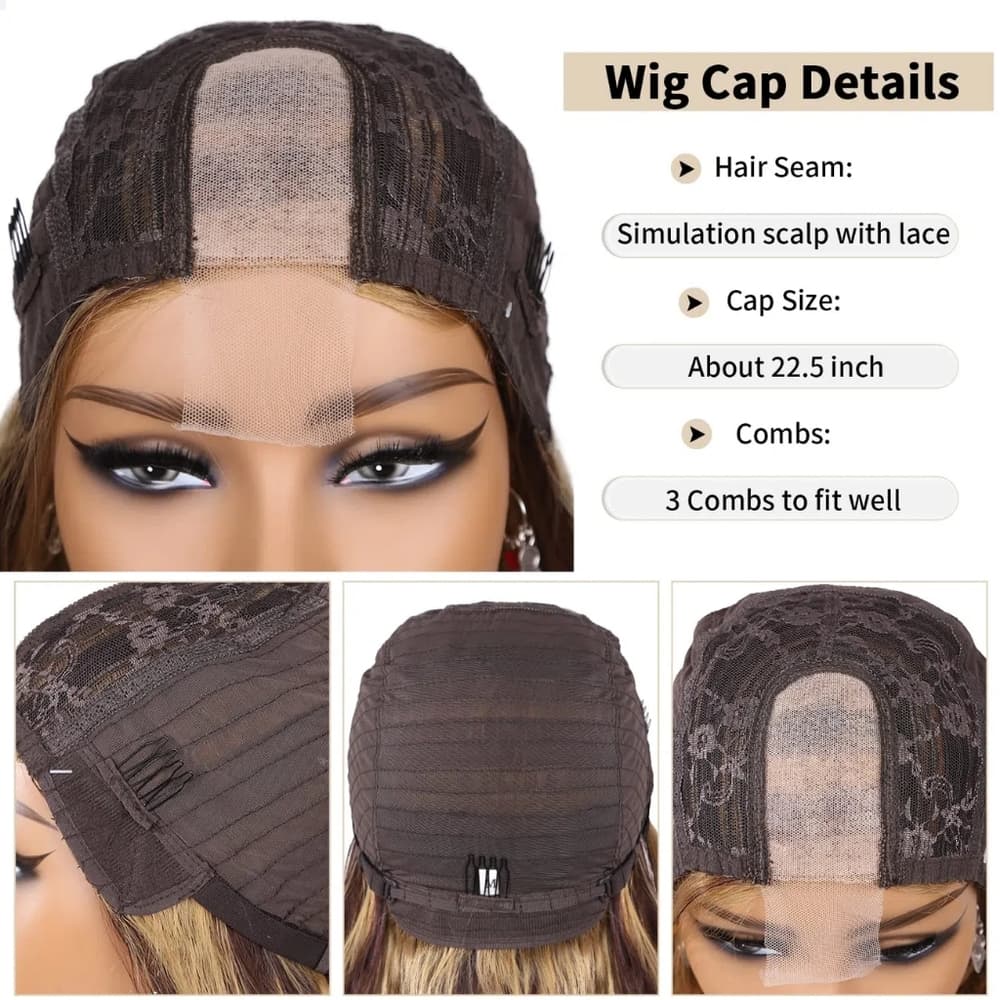 Blonde Brown Beauty Full Wig with Lace Piece - Thumbnail 6