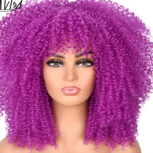 Big Pink Kinky Curly Beauty Full Wig - Thumbnail 2