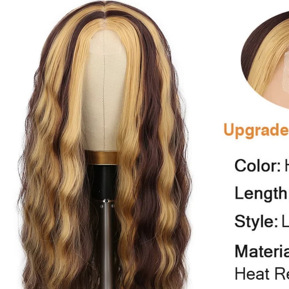 Blonde Brown Beauty Full Wig with Lace Piece - Thumbnail 5