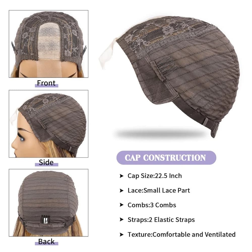 Blonde Brown Beauty Full Wig with Lace Piece - Thumbnail 7