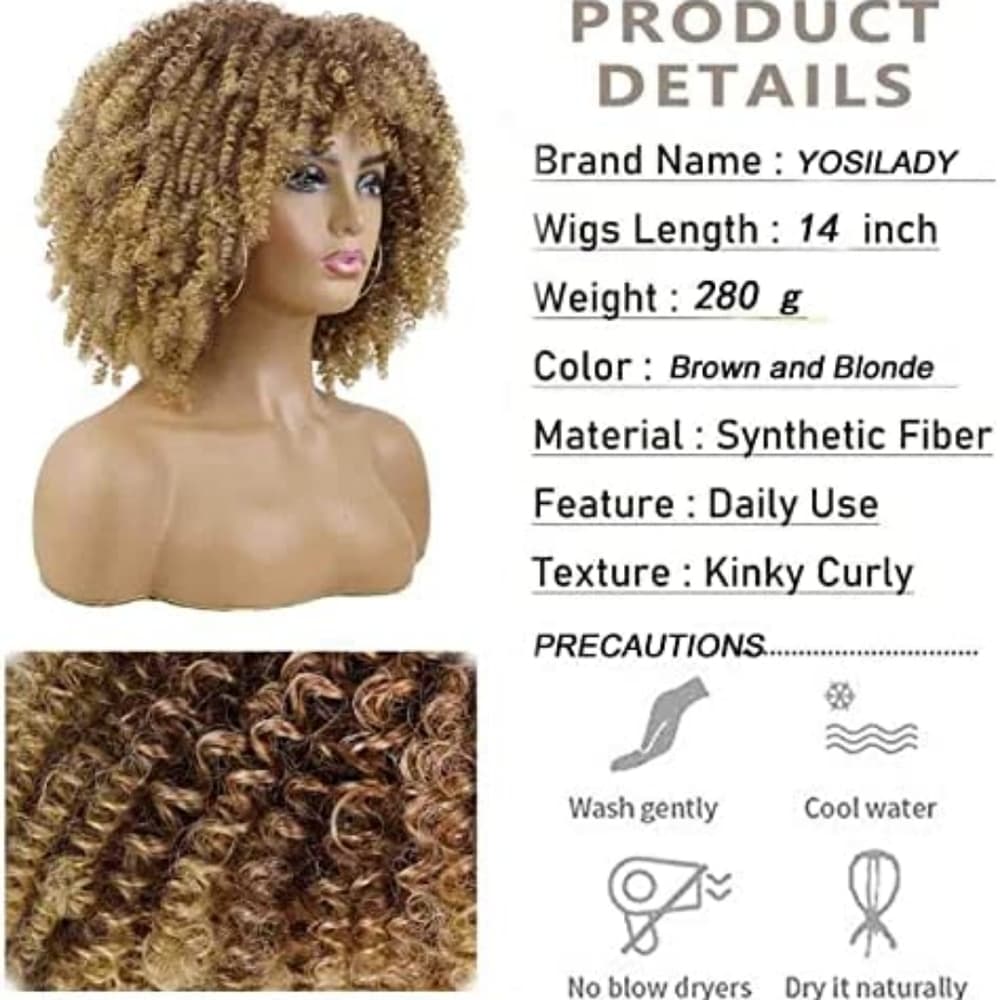 Big Brown Blonde Curly Beauty Full Wig - Thumbnail 2