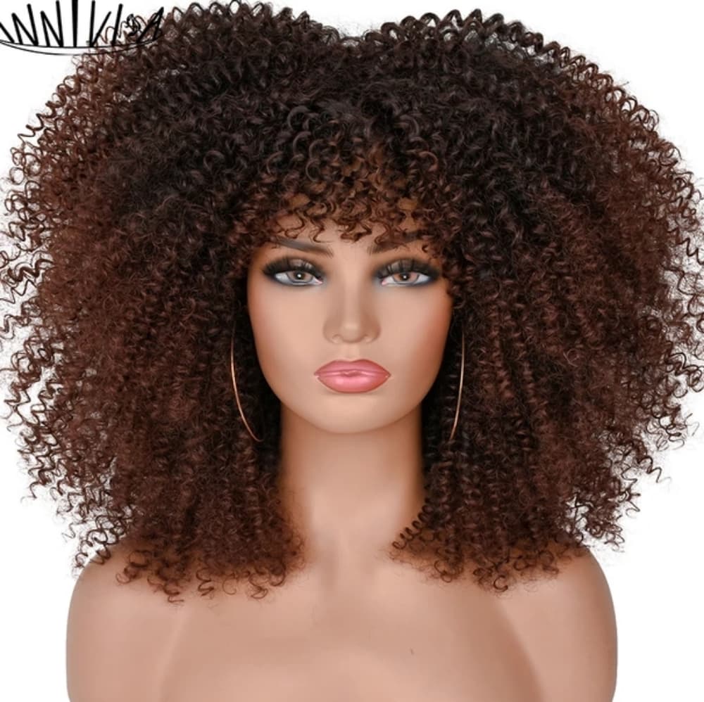 Big Brown Kinky Curly Beauty Full Wig - Thumbnail 2