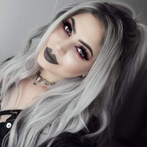 Ombre Black Gray Beauty Lace Front Wig - Thumbnail 2