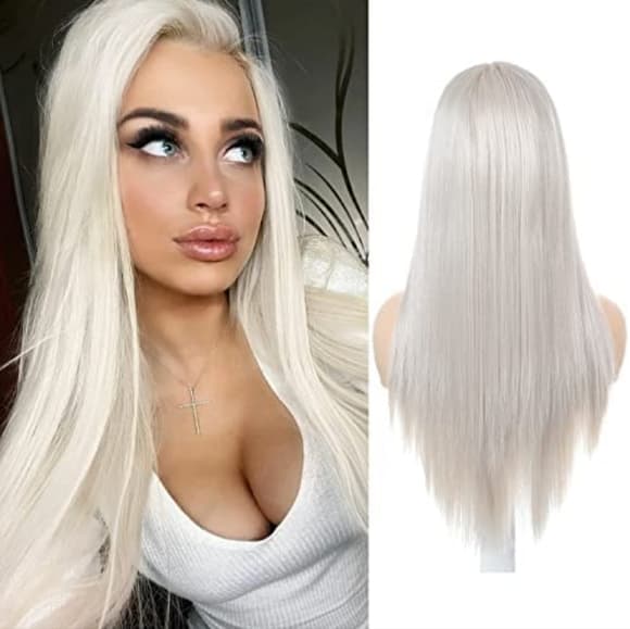 Gray Blonde Straight Lace Front Wig - Thumbnail 2
