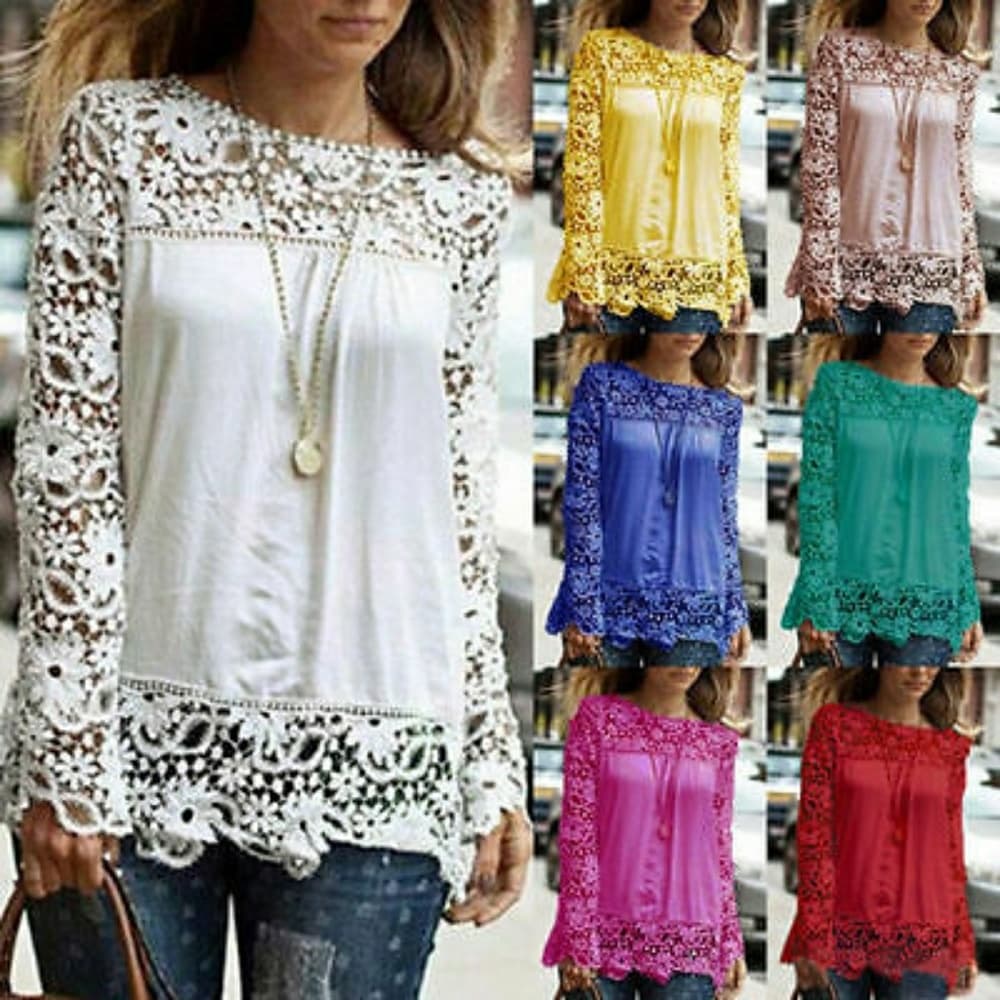 Crochet Beauty Chiffon Blouse - Thumbnail 3