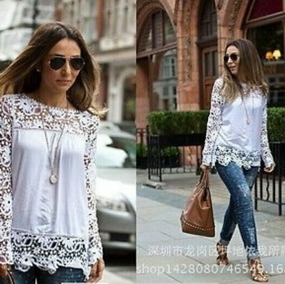 Crochet Beauty Chiffon Blouse - Thumbnail 5