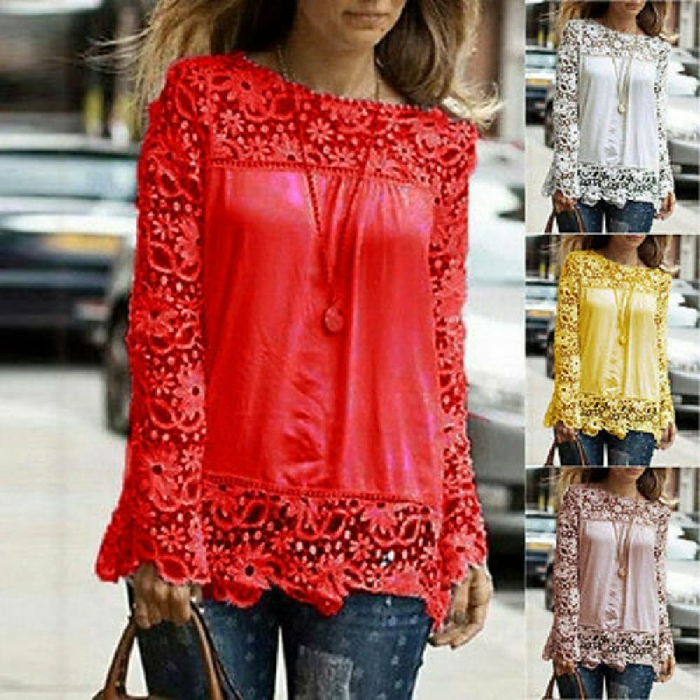 Crochet Beauty Chiffon Blouse - Thumbnail 2