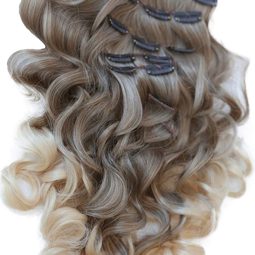 Ombre Brown Blonde Full Head Clip in Extension - Thumbnail 3