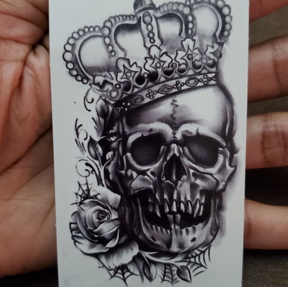 Skull Temporary Tattoo Waterproof - Thumbnail 4