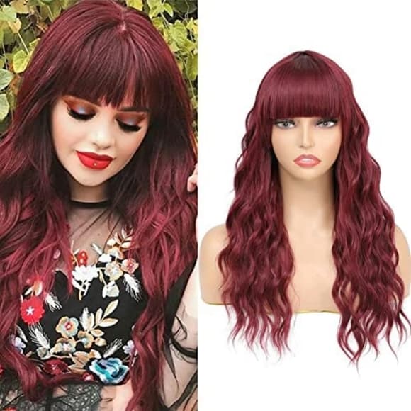 Burgundy Beauty Waves Full Wig - Thumbnail 2
