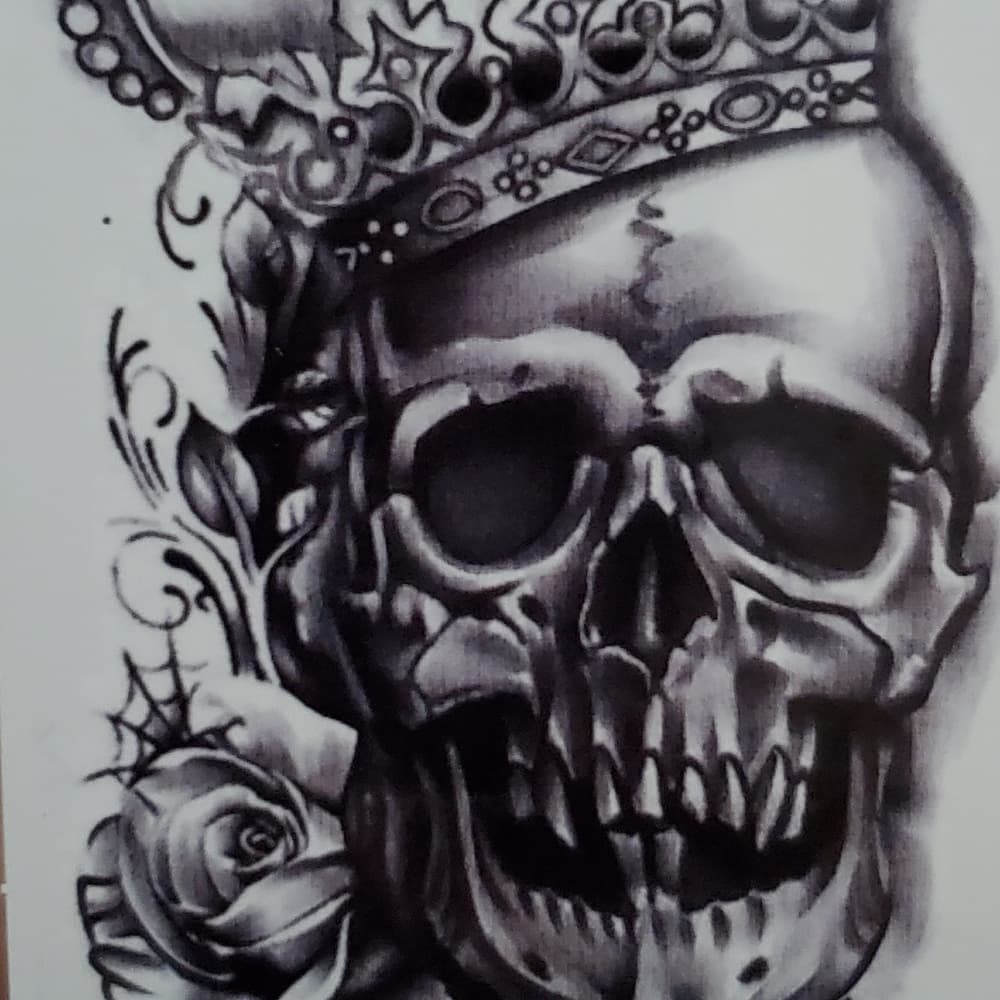 Skull Temporary Tattoo Waterproof - Thumbnail 2