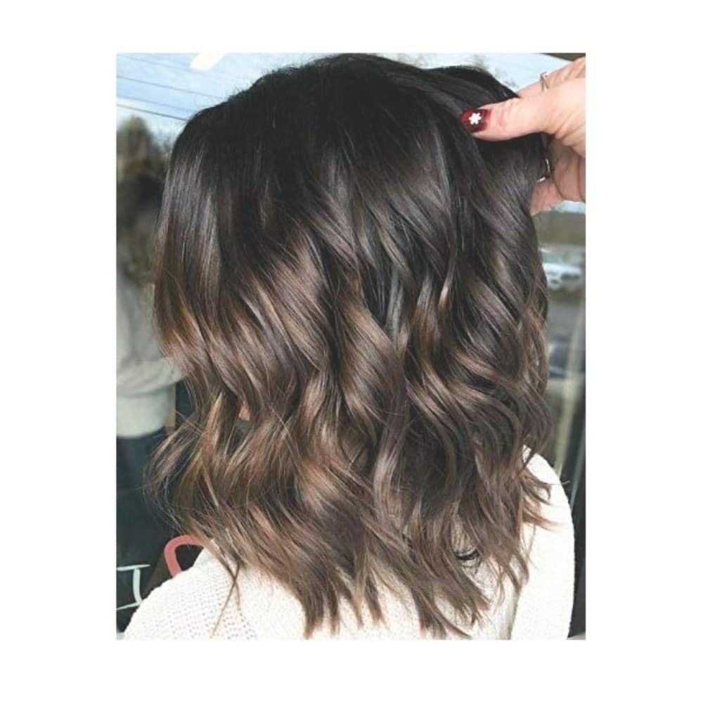 Dark Wavy Brown Lace Front Wig - Thumbnail 6