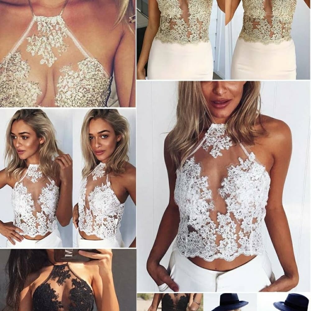 Halte Embroidery Mesh Overlay Floral Lace Crop - Thumbnail 4