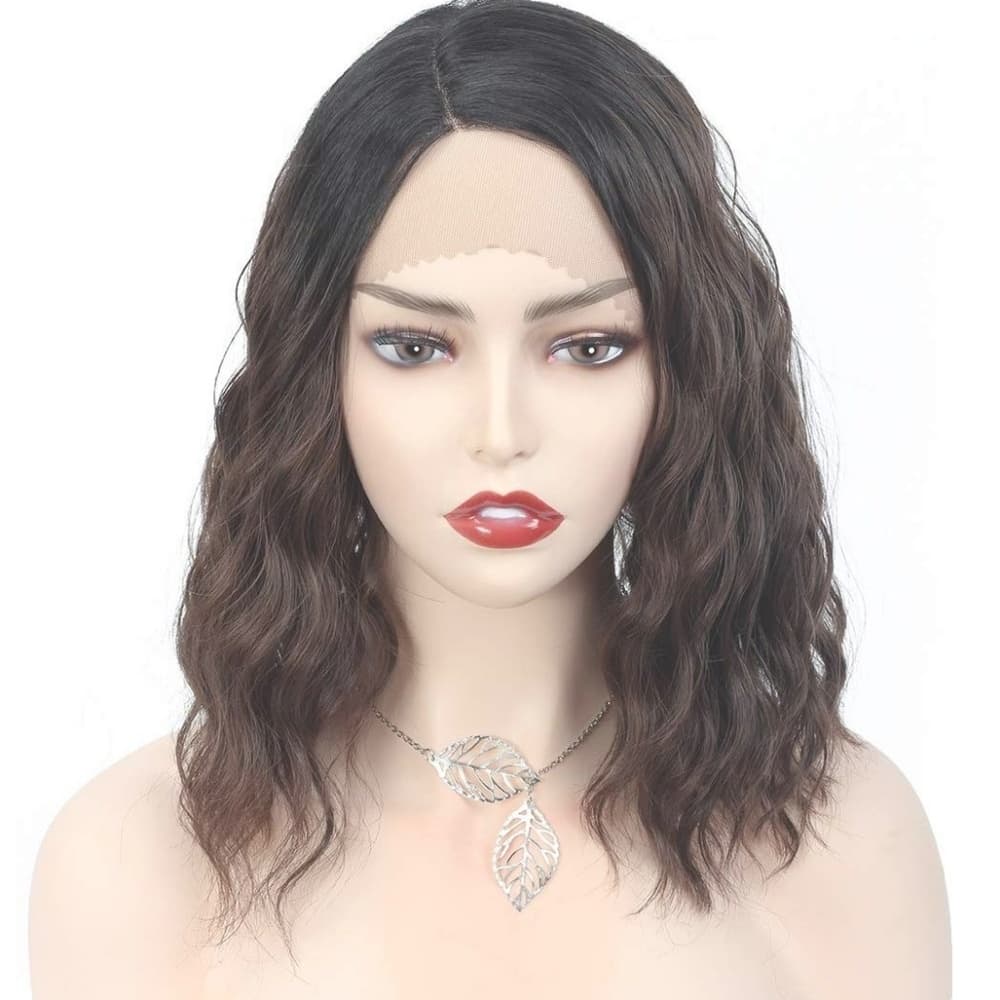 Dark Wavy Brown Lace Front Wig - Thumbnail 2