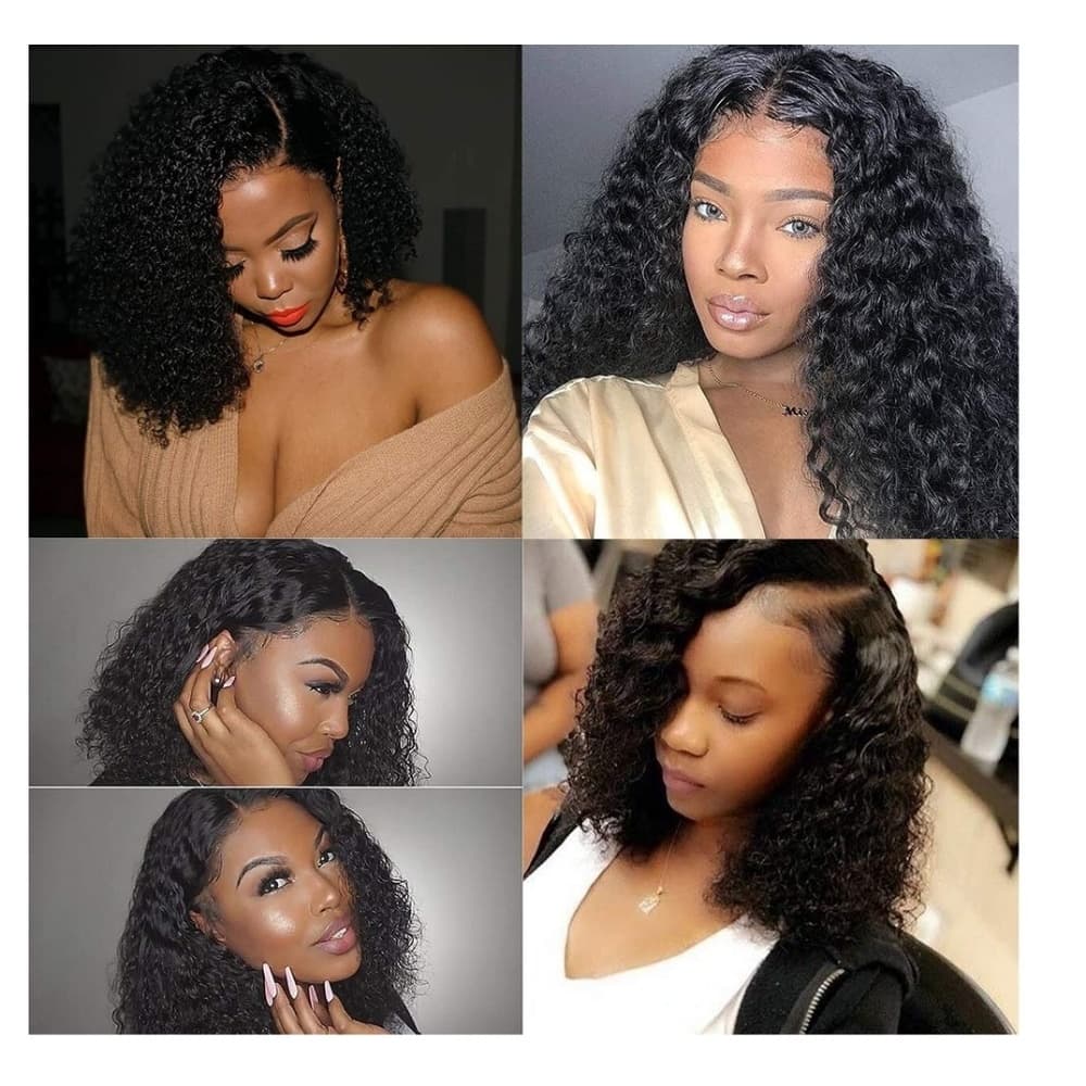 Unprocessed Pre Plucked Curly Lace Wig 12 inch - Thumbnail 3
