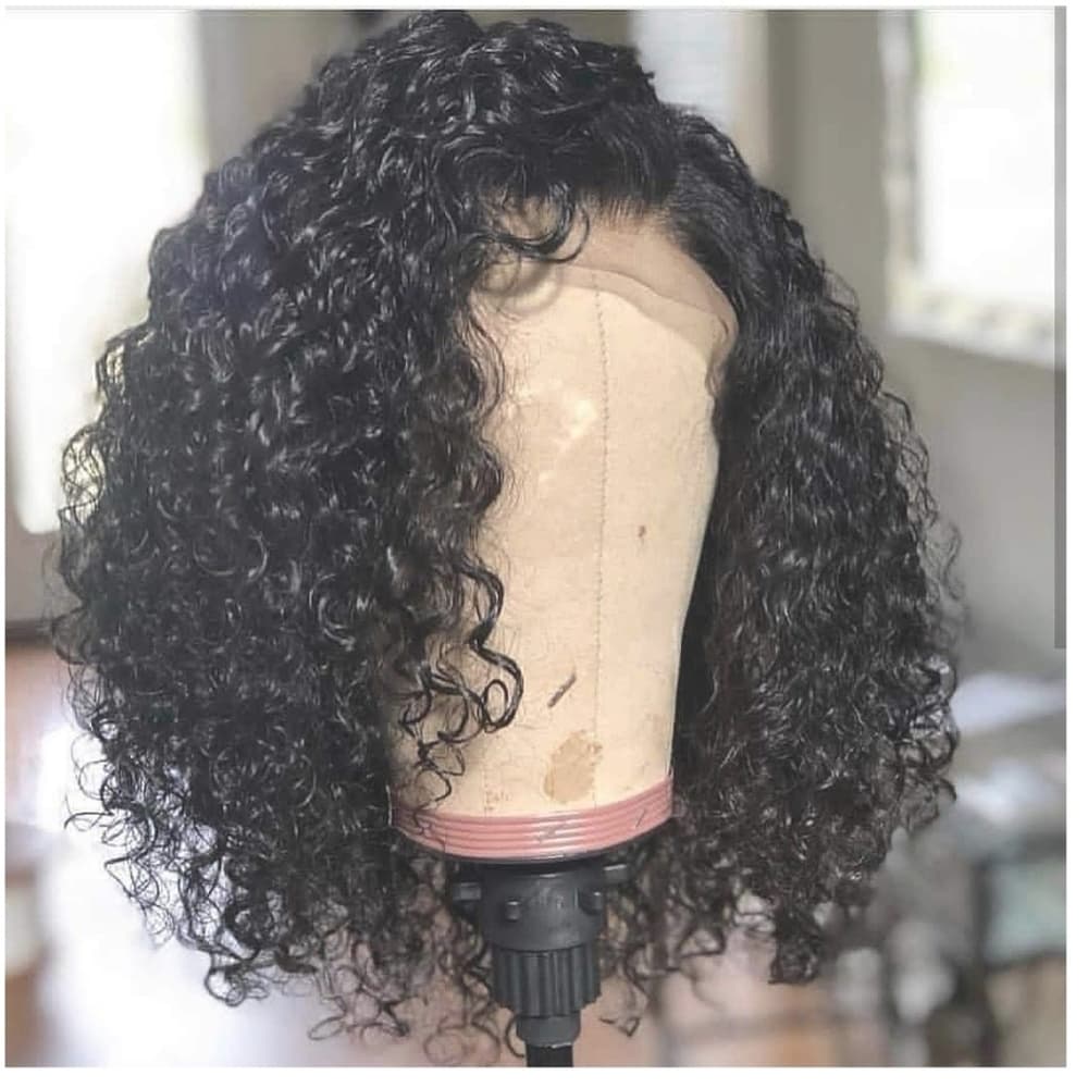 Unprocessed Pre Plucked Curly Lace Wig 12 inch - Thumbnail 2