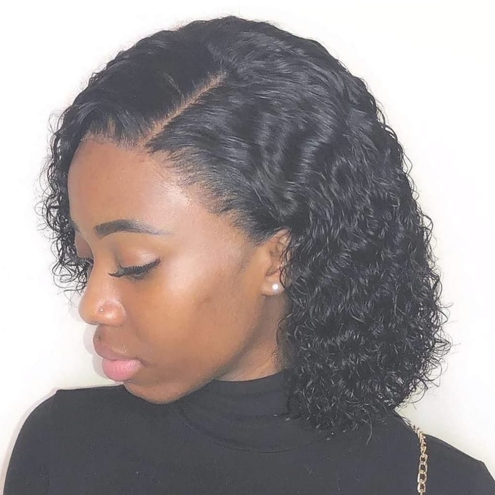 Unprocessed Pre Plucked Curly Lace Wig 12 inch - Thumbnail 4