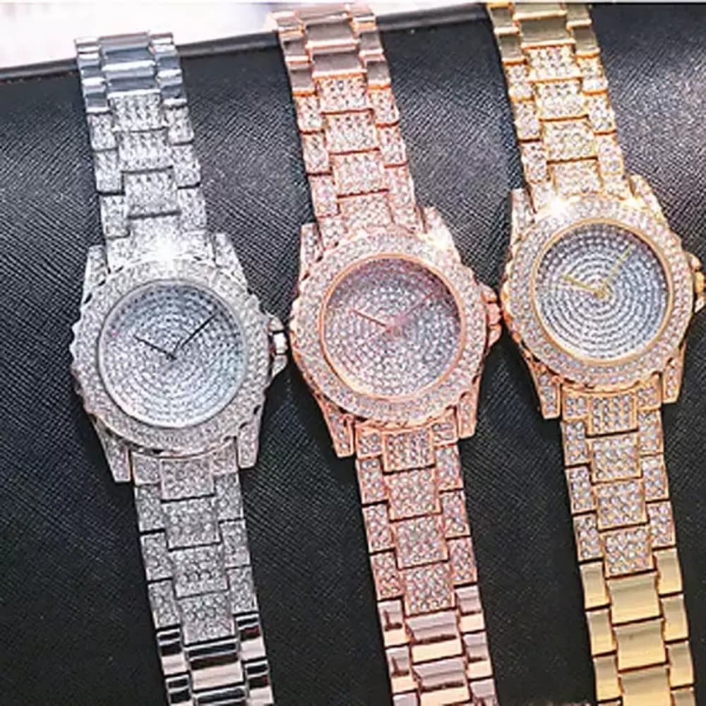 Men iced out gold full diamond bling bling watch - Thumbnail 3