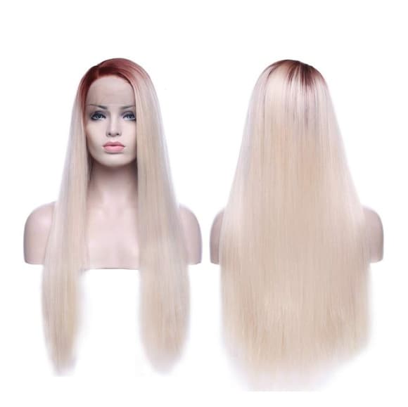 Ombre Brown Red Blonde Lace Front Wig 28 inch - Thumbnail 7