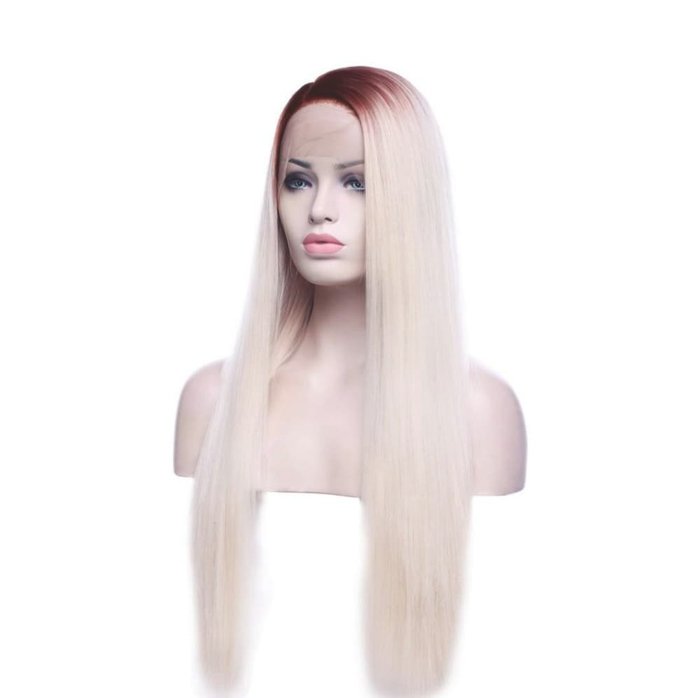 Ombre Brown Red Blonde Lace Front Wig 28 inch - Thumbnail 4