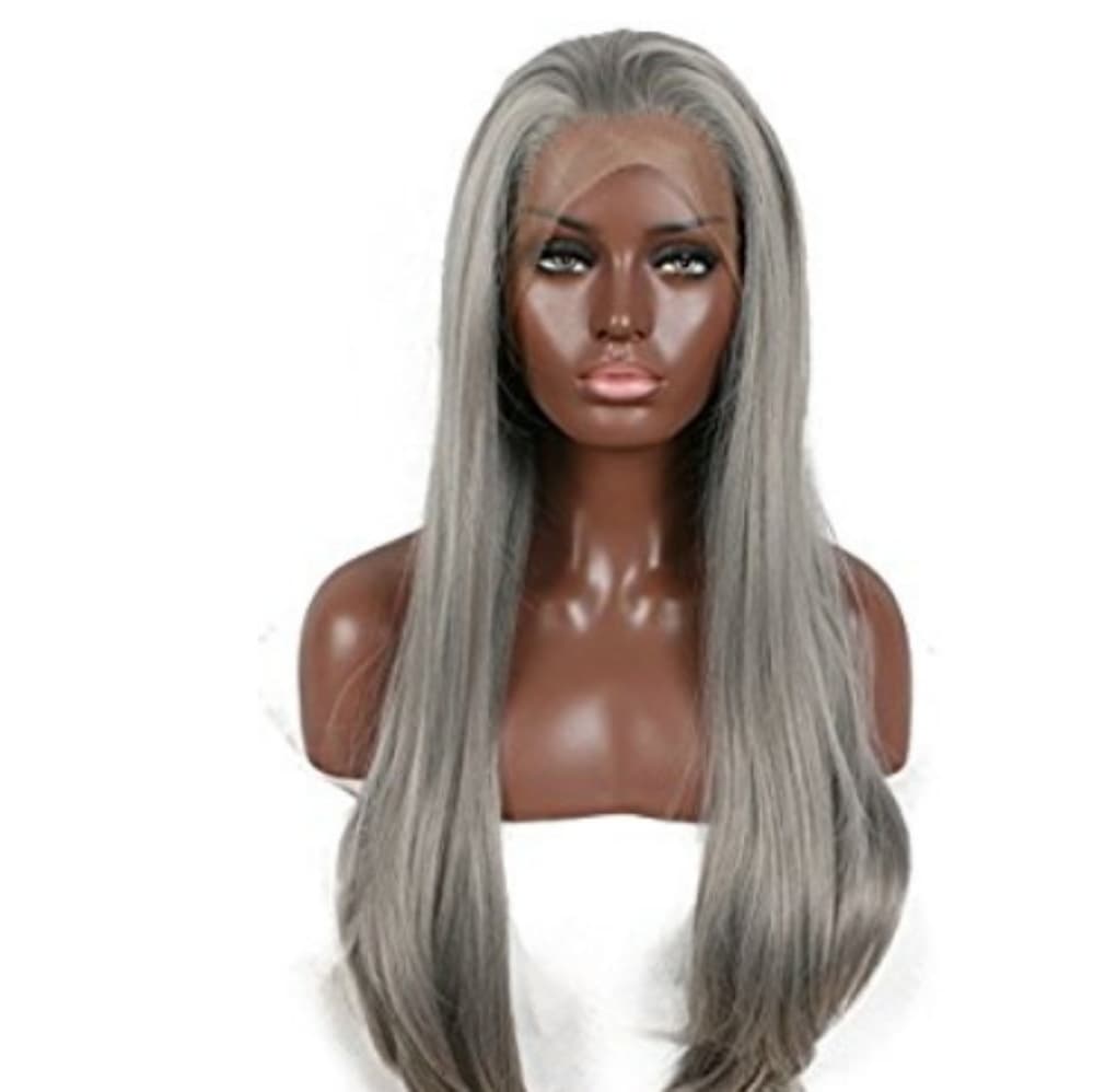 Dark Gray Straight Beauty Lace Front Wig - Thumbnail 3